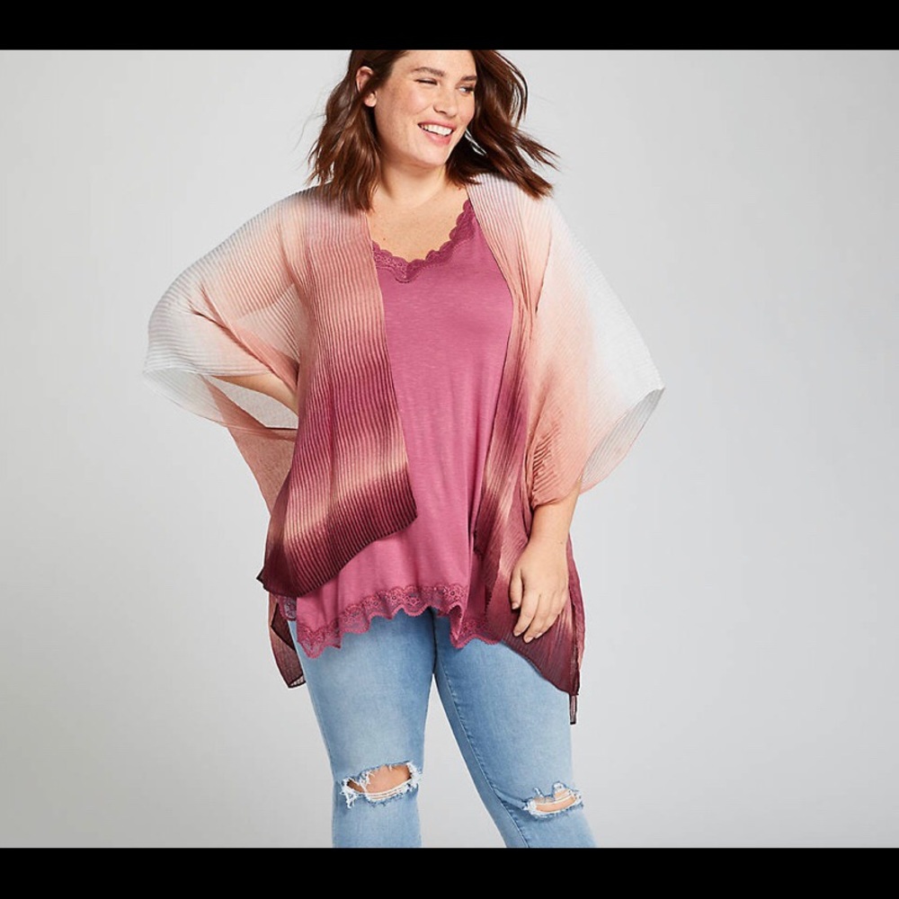 New Lane Bryant Pink Umbrage Plus Size Kimono 3X